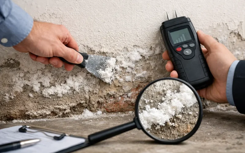 Cómo identificar sales higroscópicas en muros